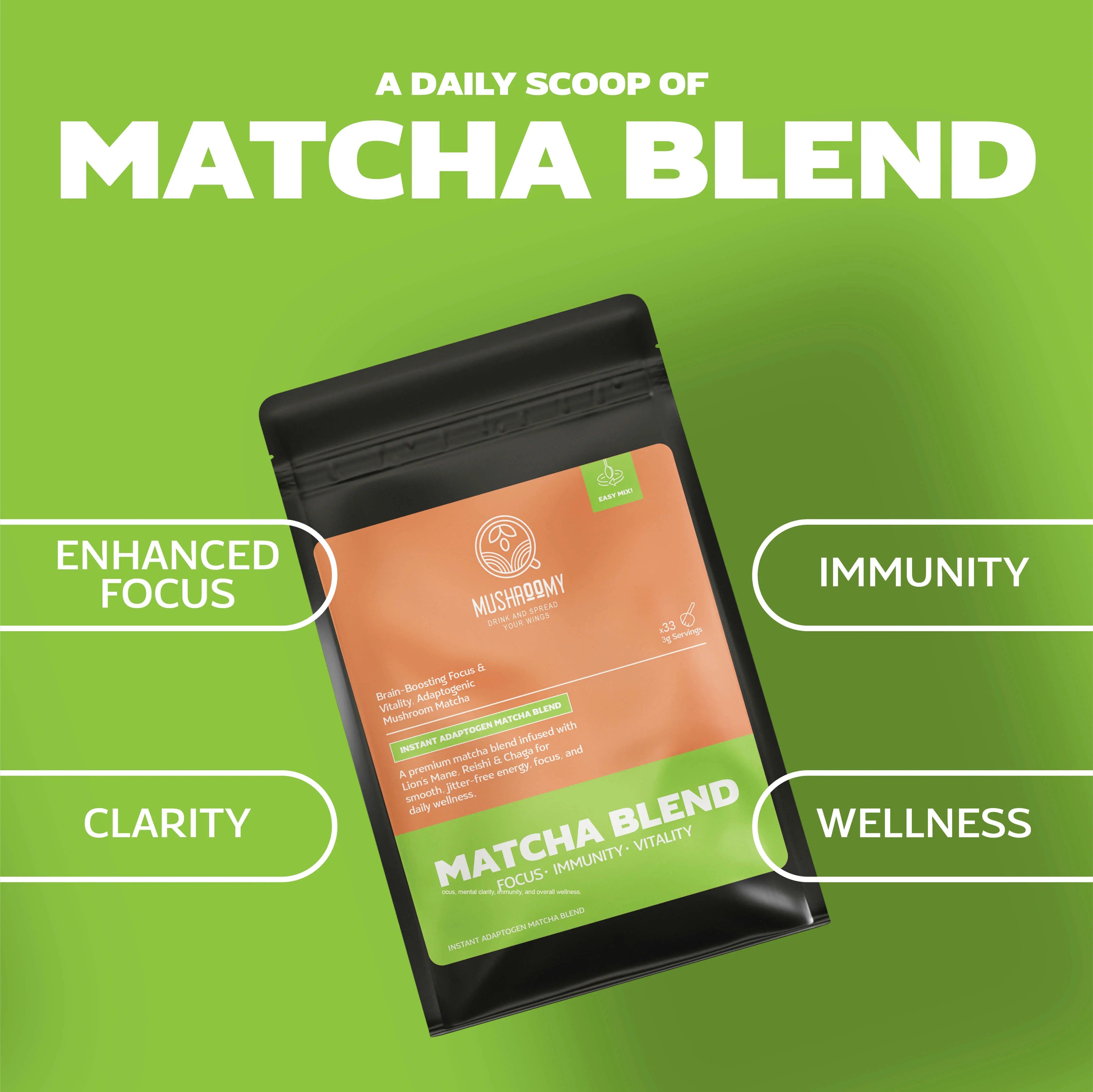 Matcha Blend – Instant Adaptogens Matcha for Focus, Energy & Vitality Mushroomy Pakistan