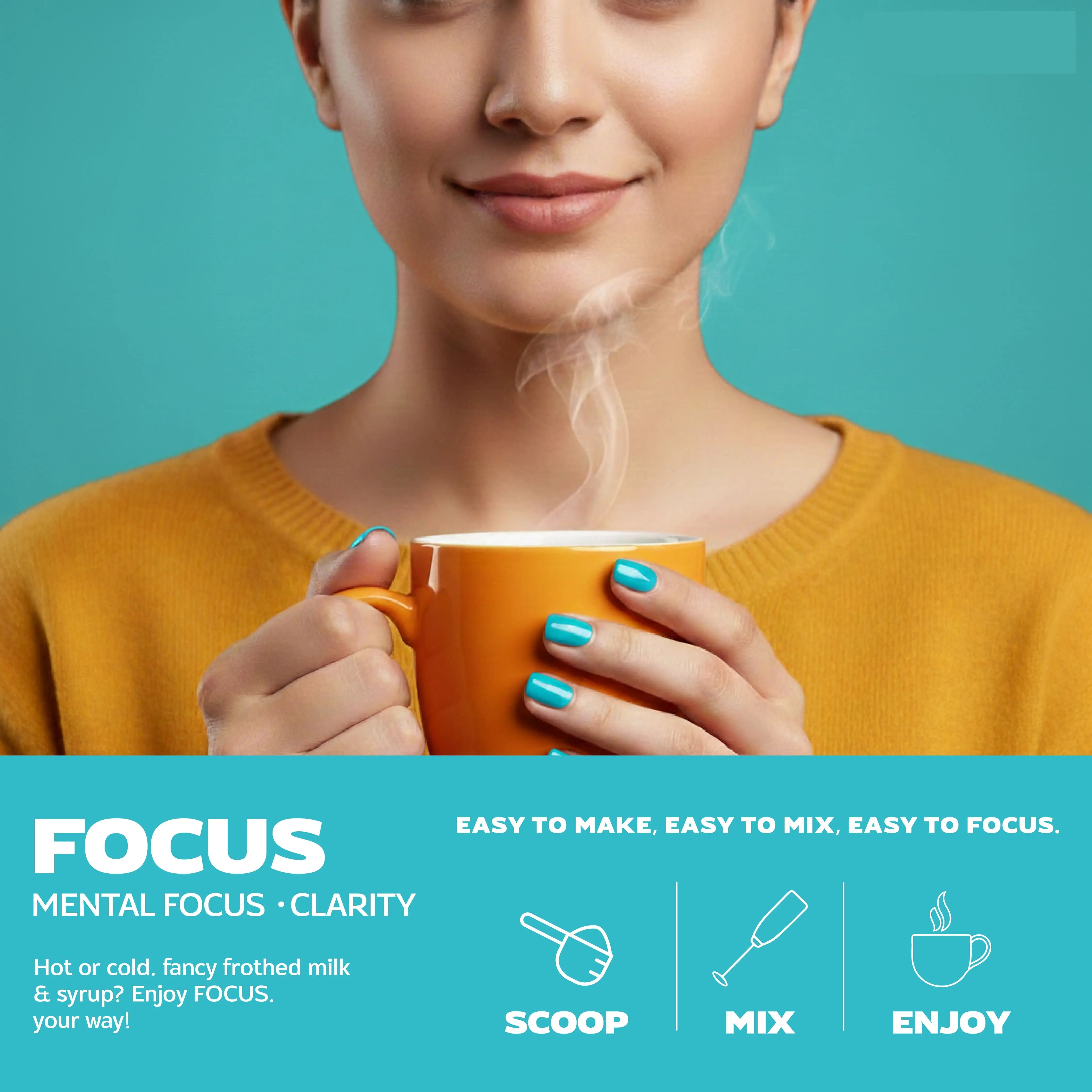 FOCUS – Instant Mushroom Coffee for Focus, Calm & Natural Energy Mushroomy Pakistan
