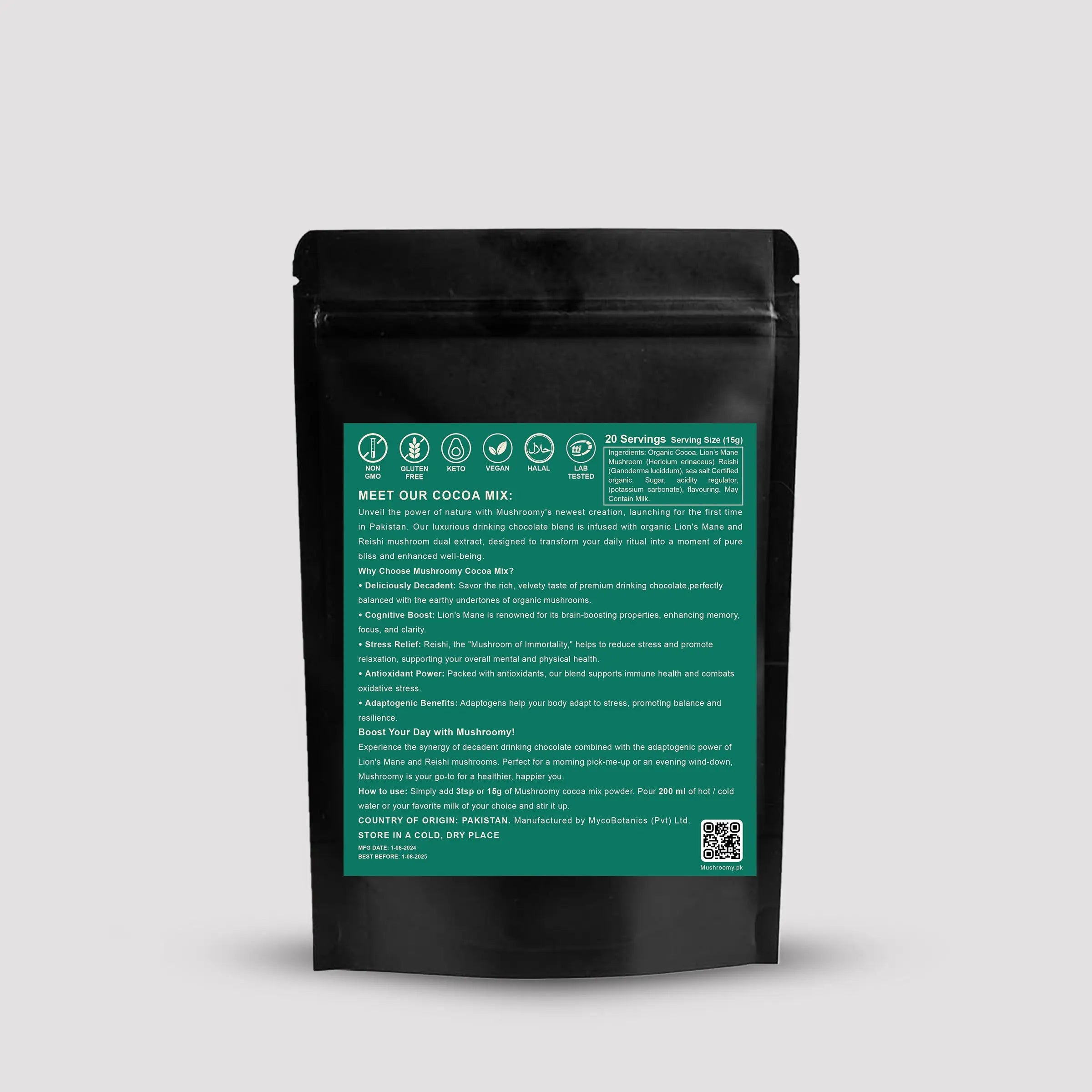 Mushroom-infused cocoa with Lion’s Mane and Reishi for mood and immunity
