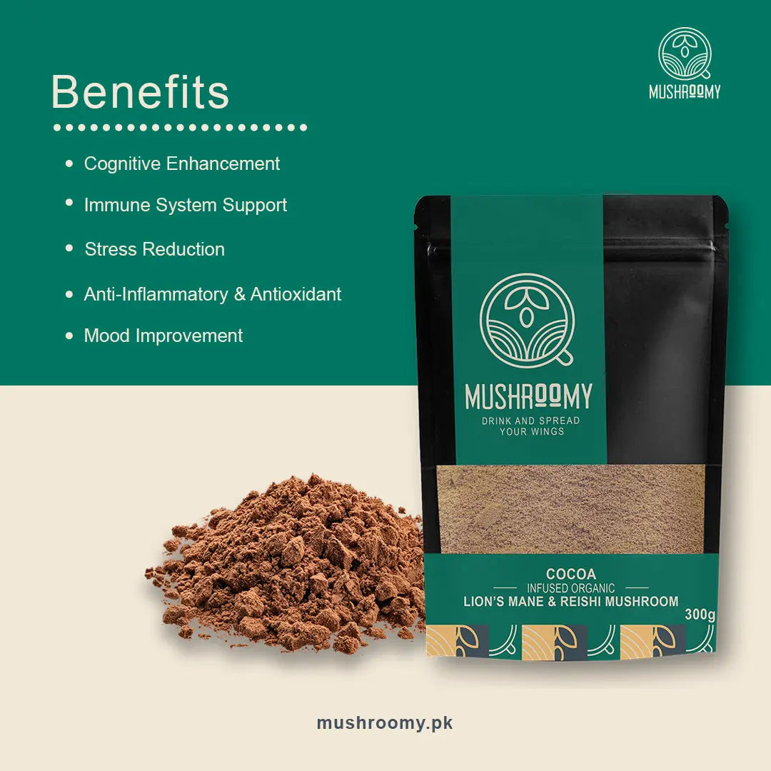 Mushroom-infused cocoa with Lion’s Mane and Reishi for mood and immunity