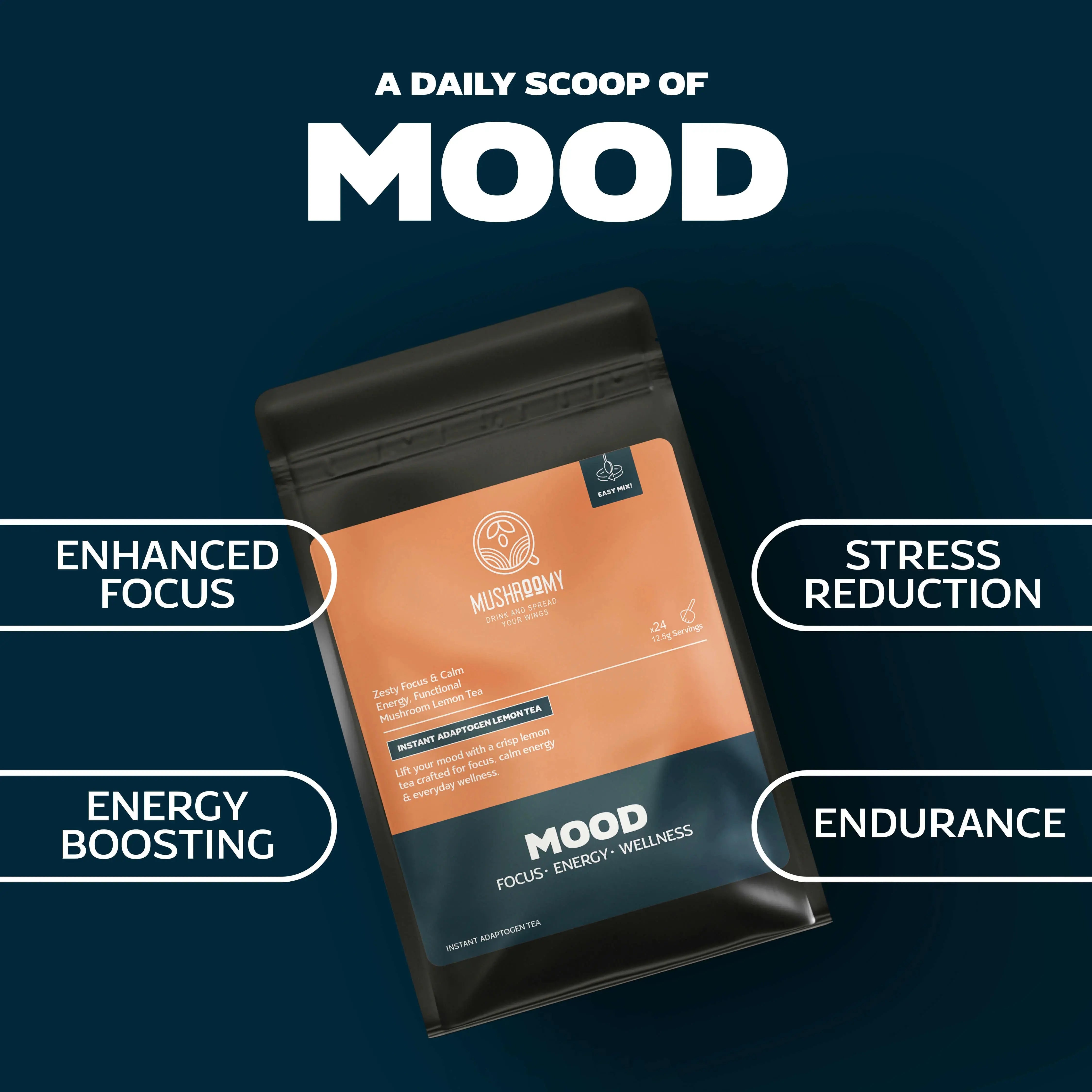 MOOD - Instant Adaptogen Lemon Tea for Calm, Focus & Hydration Mushroomy Pakistan