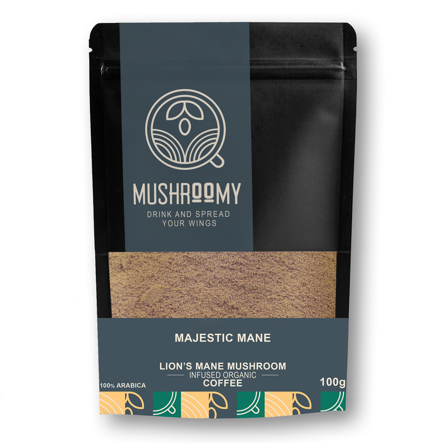 MAJESTIC MANE - Lion's Mane Mushroom Infused Organic Coffee 100g - 50 Servings