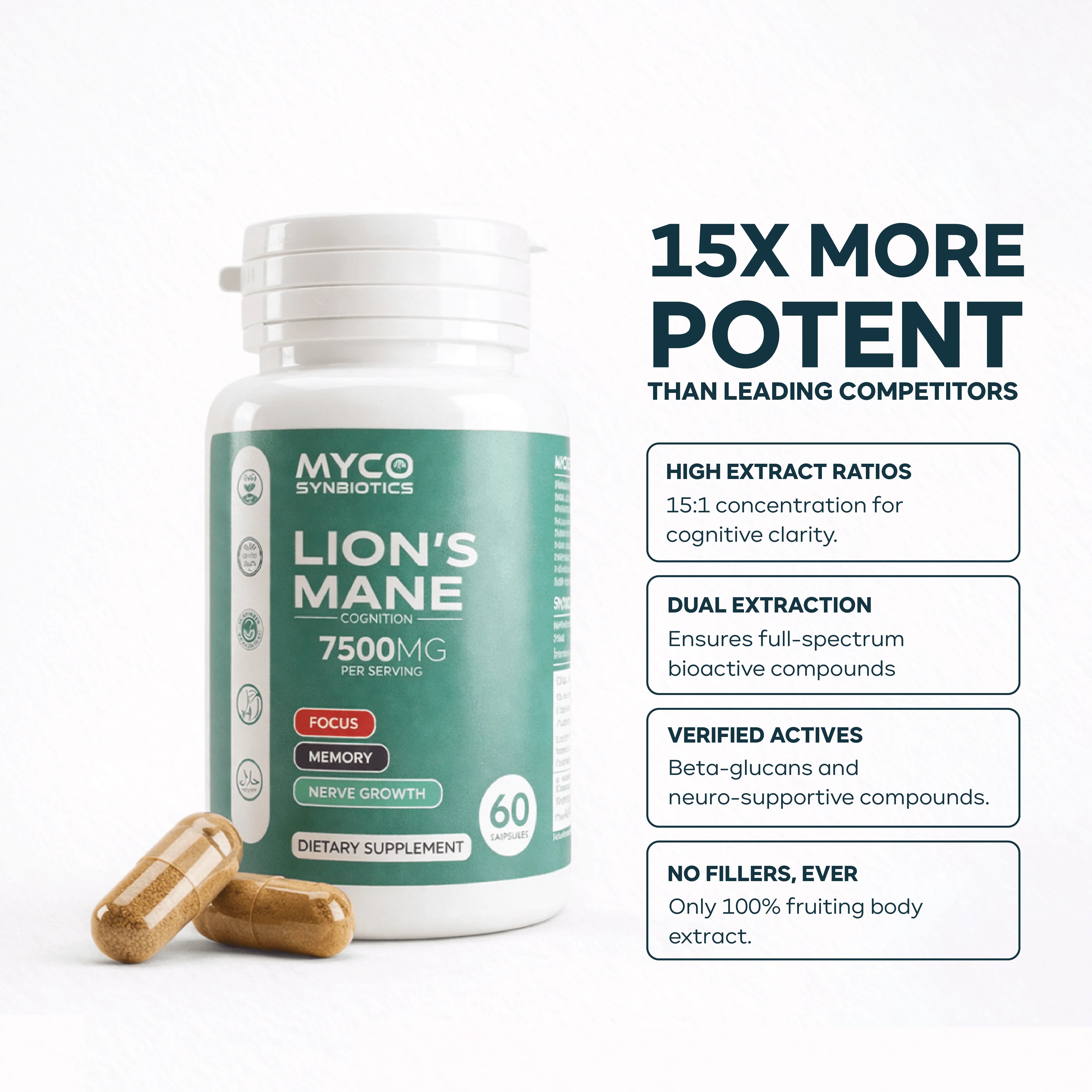Lion's Mane Mushroom Capsules – Organic Brain-Health Supplement Mushroomy Pakistan